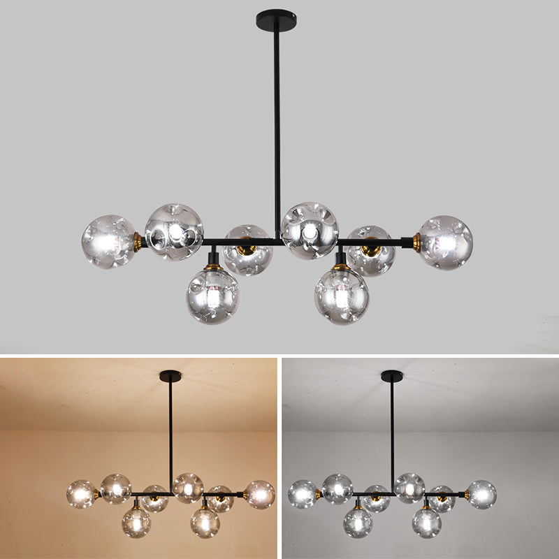 Kitchen Island Pendant Light Nordic Style Island Lighting Fixture with Orb Glass Shade