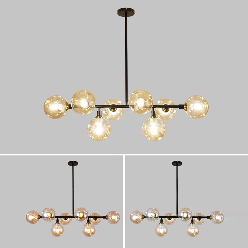 Kitchen Island Pendant Light Nordic Style Island Lighting Fixture with Orb Glass Shade