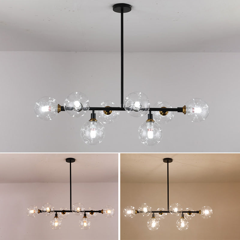 Kitchen Island Pendant Light Nordic Style Island Lighting Fixture with Orb Glass Shade