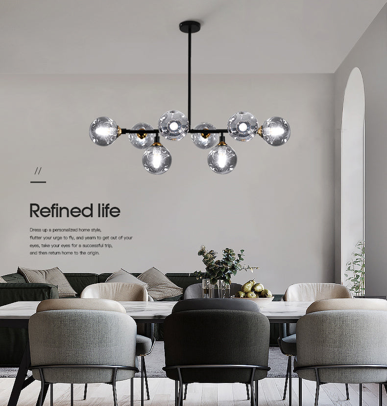 Kitchen Island Pendant Light Nordic Style Island Lighting Fixture with Orb Glass Shade