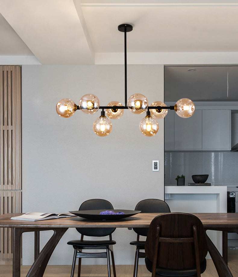 Kitchen Island Pendant Light Nordic Style Island Lighting Fixture with Orb Glass Shade