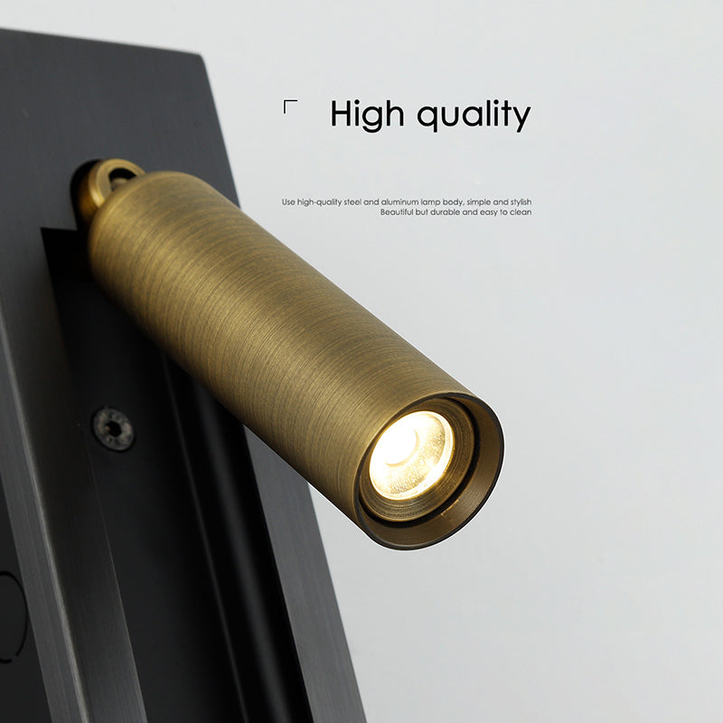 Luz de pared LED de estilo LED de estilo moderno Lámpara de lectura cilíndrica de cabecilla con interruptor independiente