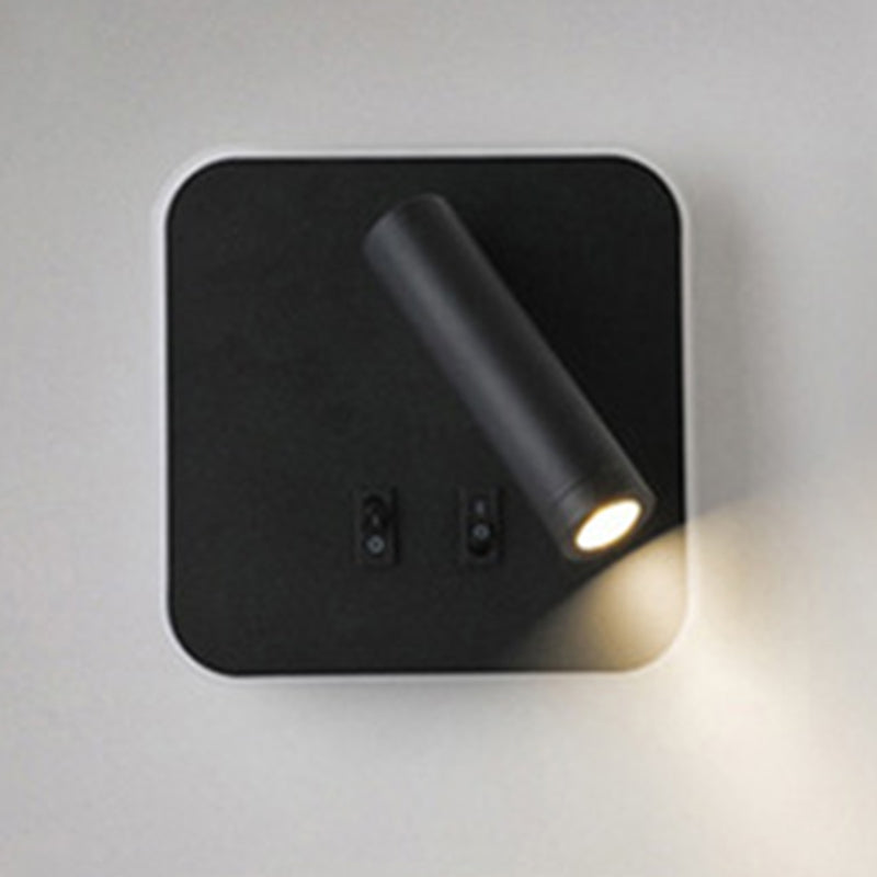 350° Rotatable LED Spotlight Wall Lamp Nordic Minimalism Bedside Reading Lamp with Backplane Night Light Design