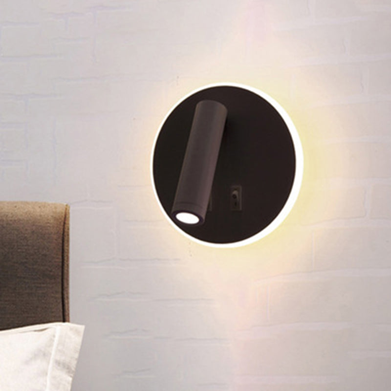 350° Rotatable LED Spotlight Wall Lamp Nordic Minimalism Bedside Reading Lamp with Backplane Night Light Design