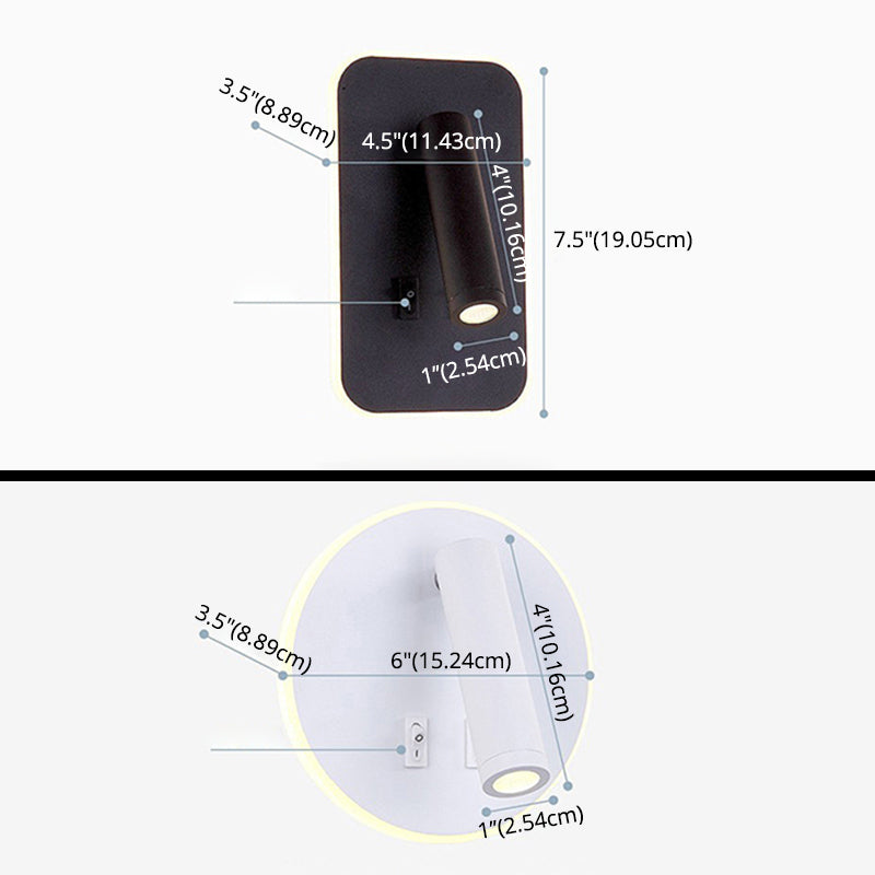 350° Rotatable LED Spotlight Wall Lamp Nordic Minimalism Bedside Reading Lamp with Backplane Night Light Design