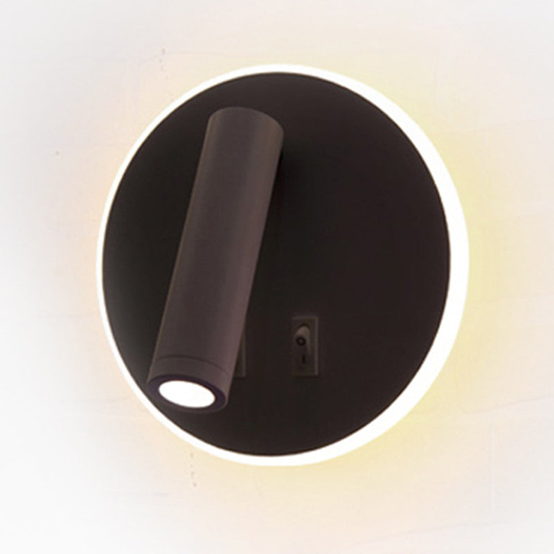 350° Rotatable LED Spotlight Wall Lamp Nordic Minimalism Bedside Reading Lamp with Backplane Night Light Design