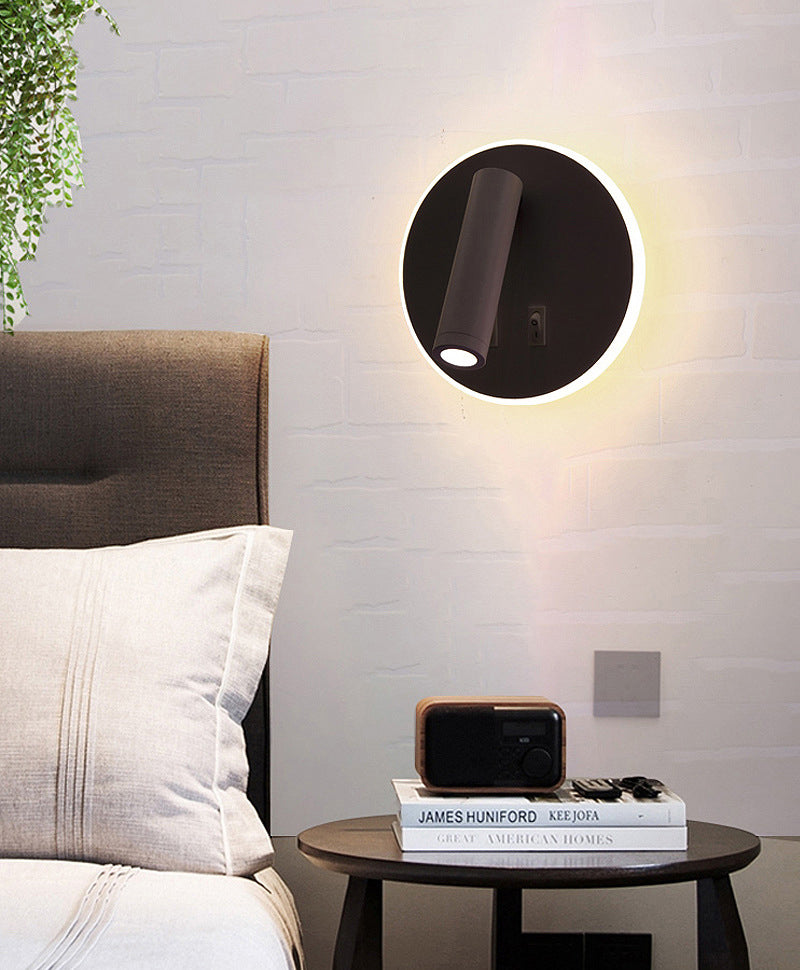350° Rotatable LED Spotlight Wall Lamp Nordic Minimalism Bedside Reading Lamp with Backplane Night Light Design