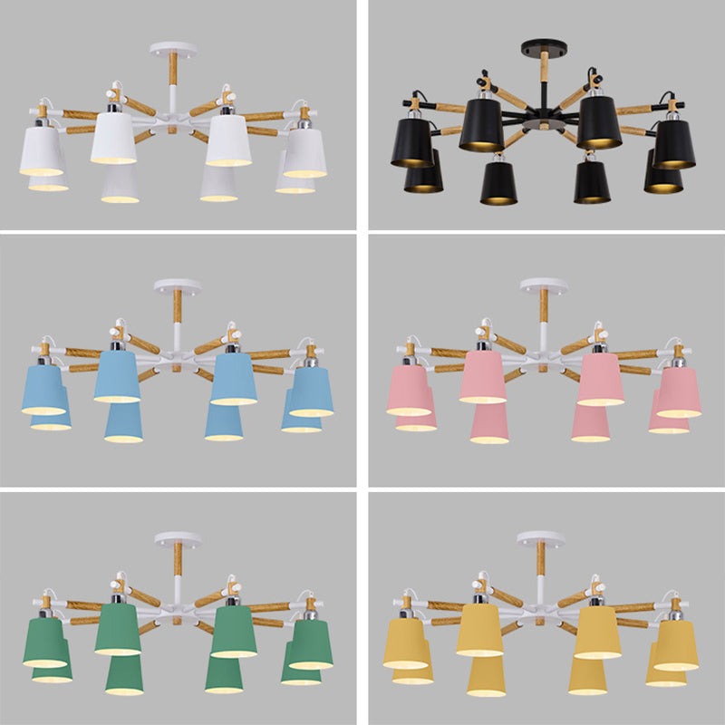 Metal Shaded Chandelier Pendant Light Nordic-Style Hanging Ceiling Light for Bedroom