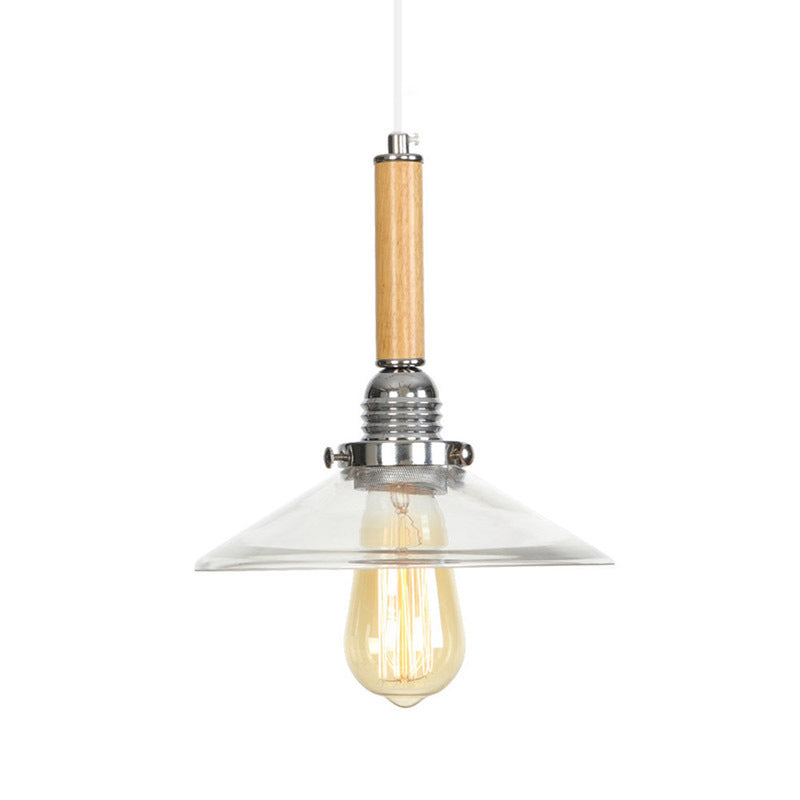 Simplicité Bulbe unique en bois suspendu en verre léger du café d'éclairage avec 39,3 "fil de suspension réglable