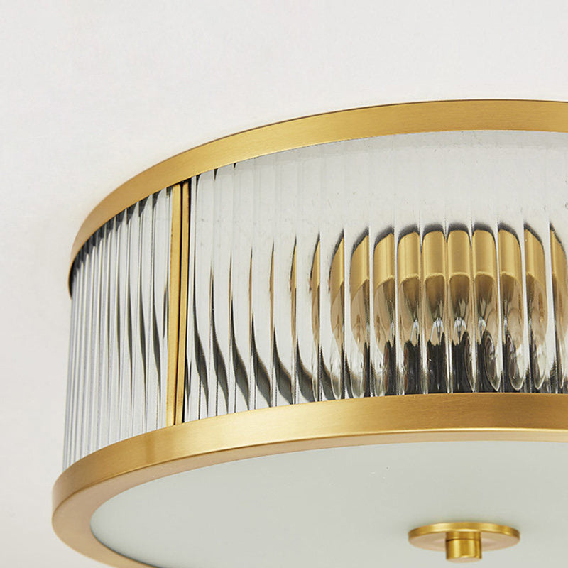 Transparent Glass Drum Flush Ceiling Light Fixtures Simplistic Bedroom Flush Mount Ceiling Light Fixtures
