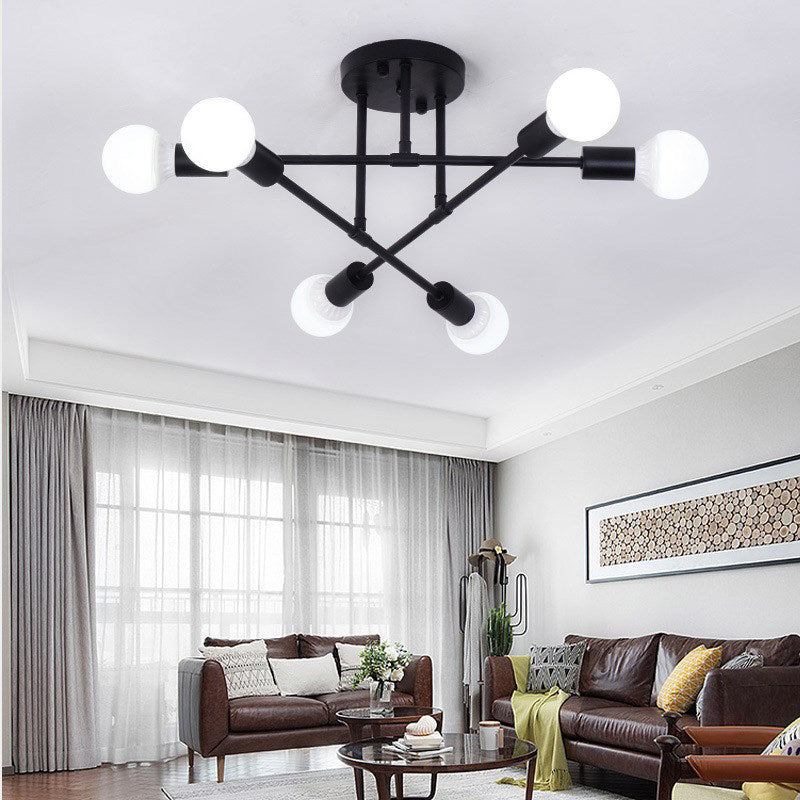 Metal Modern Semi Flush Mount Lighting 6 Lights Sputnik Semi Flush Light Fixtures for Semi Flush Light Fixtures