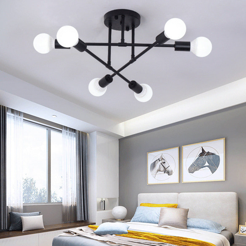 Metal Modern Semi Flush Mount Lighting 6 Lights Sputnik Semi Flush Light Fixtures for Semi Flush Light Fixtures