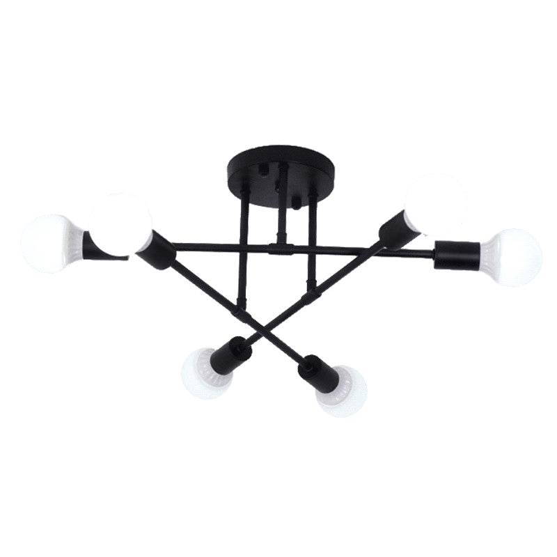 Metal Modern Semi Flush Mount Lighting 6 Lights Sputnik Semi Flush Light Fixtures for Semi Flush Light Fixtures