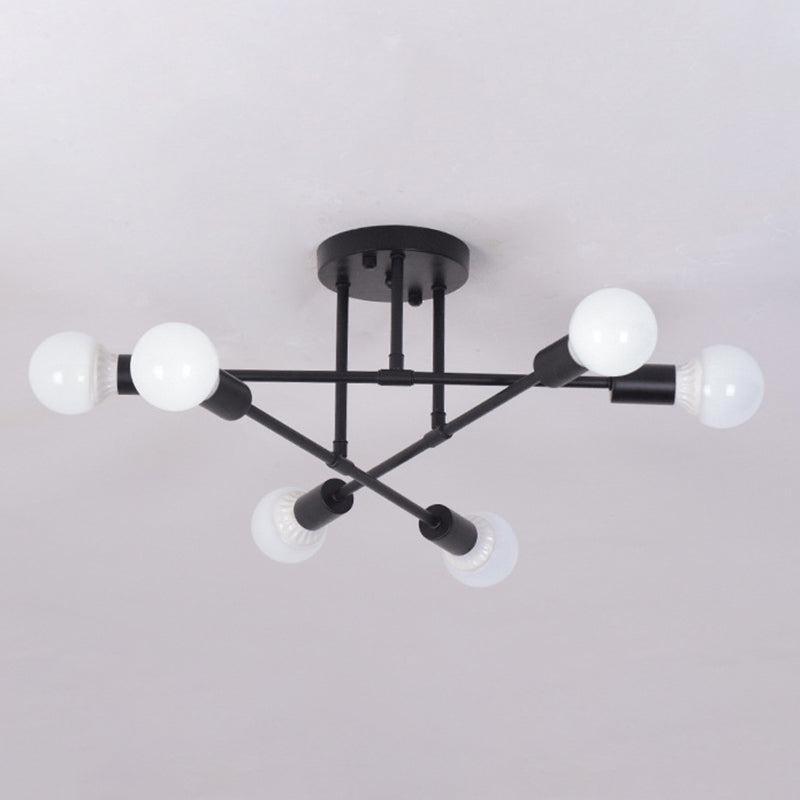 Metal Modern Semi Flush Mount Lighting 6 Lights Sputnik Semi Flush Light Fixtures for Semi Flush Light Fixtures