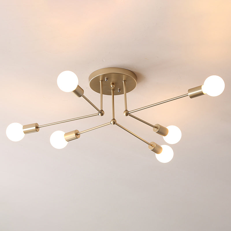 Metaal Modern Semi Flush Mount Verlichting 6 Lichten Sputnik Semi-flush lichte armaturen voor Semi Flush Mount Verlichting