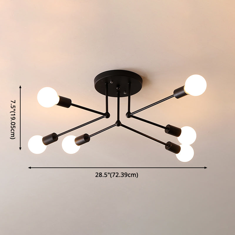 Metaal Modern Semi Flush Mount Verlichting 6 Lichten Sputnik Semi-flush lichte armaturen voor Semi Flush Mount Verlichting