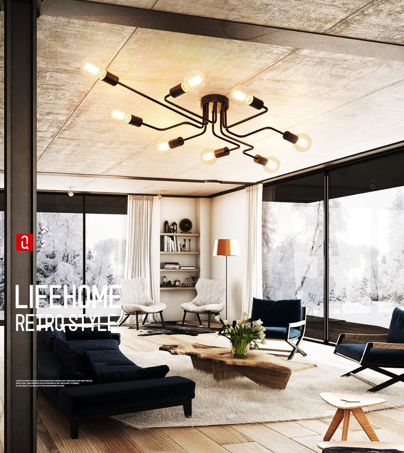 Nordic Ceiling Light Simple Personality Wrought Iron Modern Study Bedroom Living Room Clothing Store Branch Industrial Style Lamps