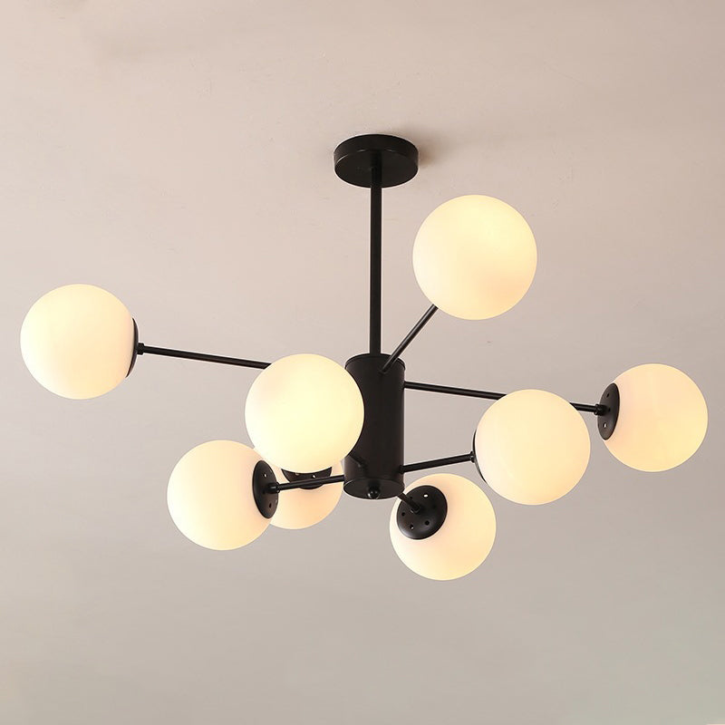 Modern Simplicity Round Ceiling Chandelier Milk Glass Hanging Light for Living Room