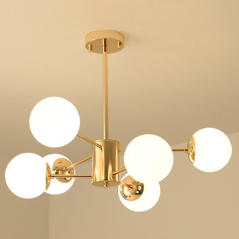 Modern Simplicity Round Ceiling Chandelier Milk Glass Hanging Light for Living Room