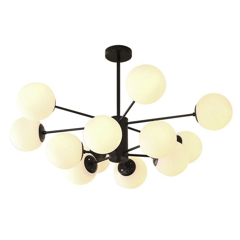 Modern Simplicity Round Ceiling Chandelier Milk Glass Hanging Light for Living Room