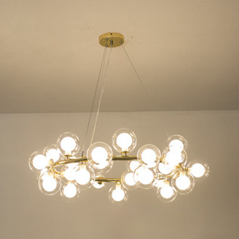 Ultra-modern Globe-Shaped Hanging Chandelier Glass Suspension Lighting with Hanging Cord for Living Room