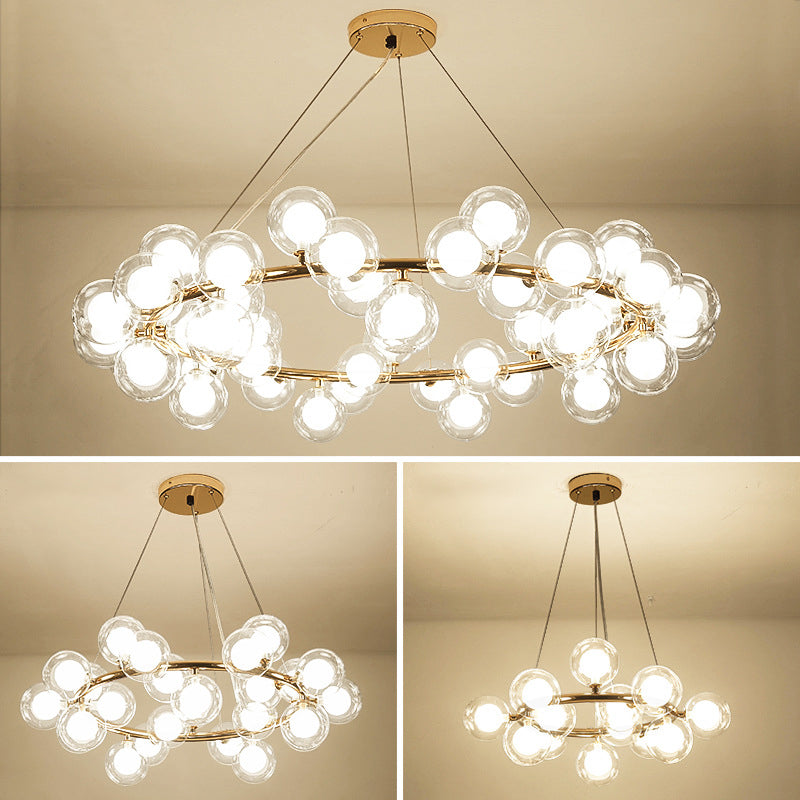 Ultra-modern Globe-Shaped Hanging Chandelier Glass Suspension Lighting with Hanging Cord for Living Room