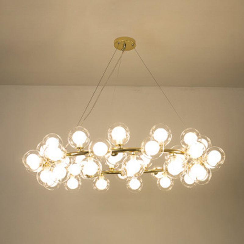 Ultra-modern Globe-Shaped Hanging Chandelier Glass Suspension Lighting with Hanging Cord for Living Room