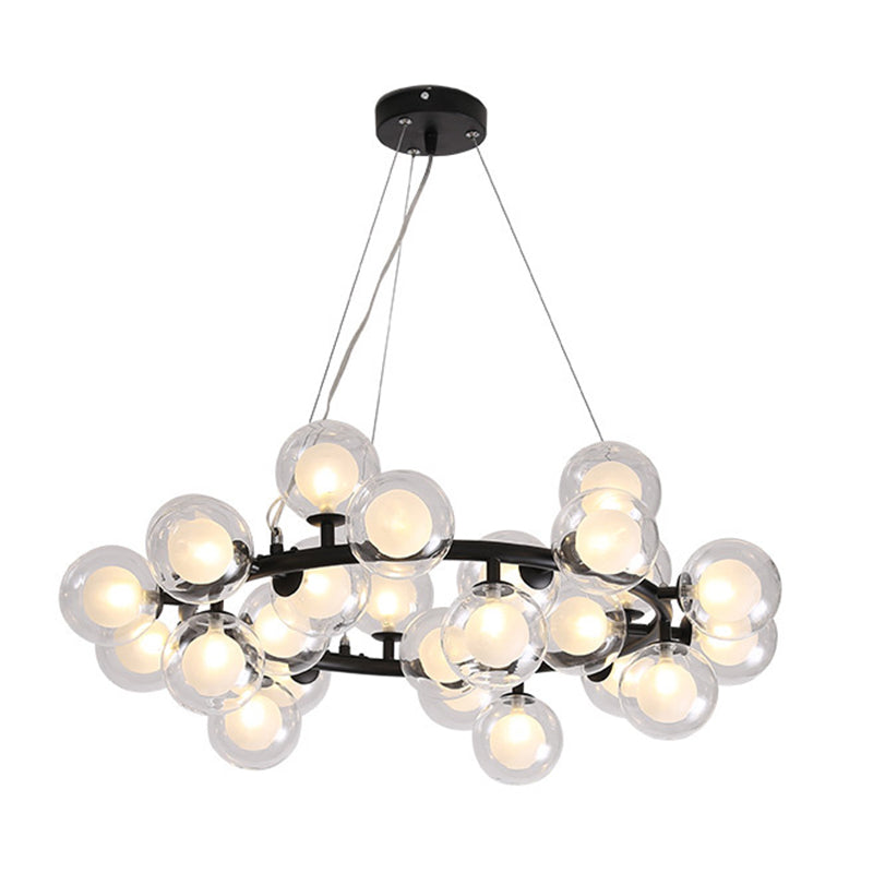 Ultra-modern Globe-Shaped Hanging Chandelier Glass Suspension Lighting with Hanging Cord for Living Room
