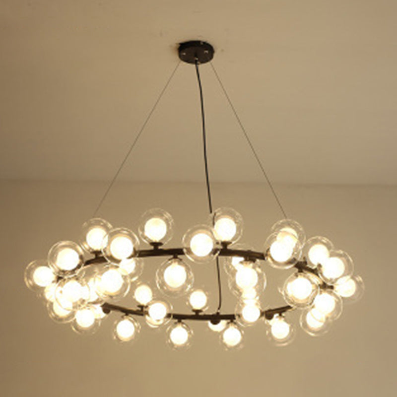 Ultra-modern Globe-Shaped Hanging Chandelier Glass Suspension Lighting with Hanging Cord for Living Room
