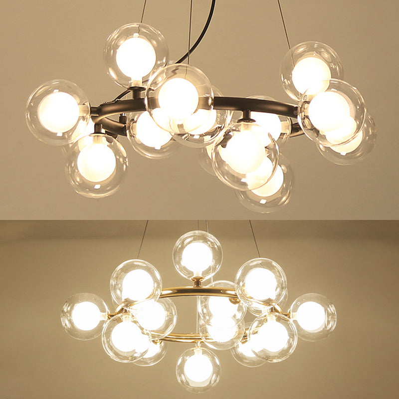 Ultra-modern Globe-Shaped Hanging Chandelier Glass Suspension Lighting with Hanging Cord for Living Room