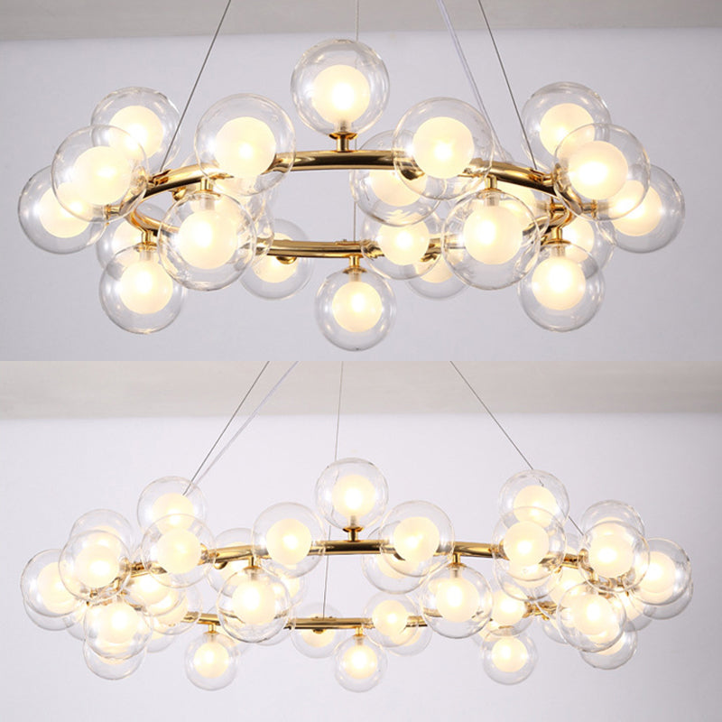 Ultra-modern Globe-Shaped Hanging Chandelier Glass Suspension Lighting with Hanging Cord for Living Room