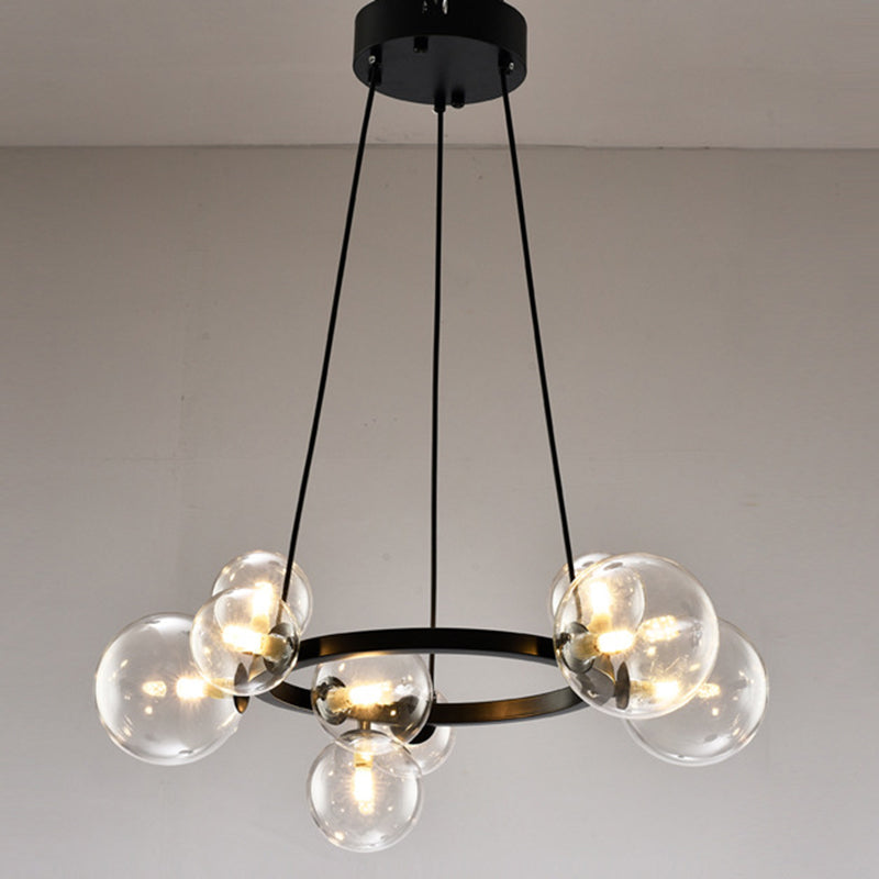 Ultra-modern Globe-Shaped Hanging Chandelier Glass Suspension Lighting with Hanging Cord for Living Room