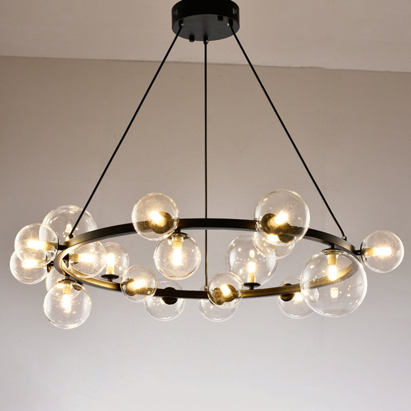 Ultra-modern Globe-Shaped Hanging Chandelier Glass Suspension Lighting with Hanging Cord for Living Room