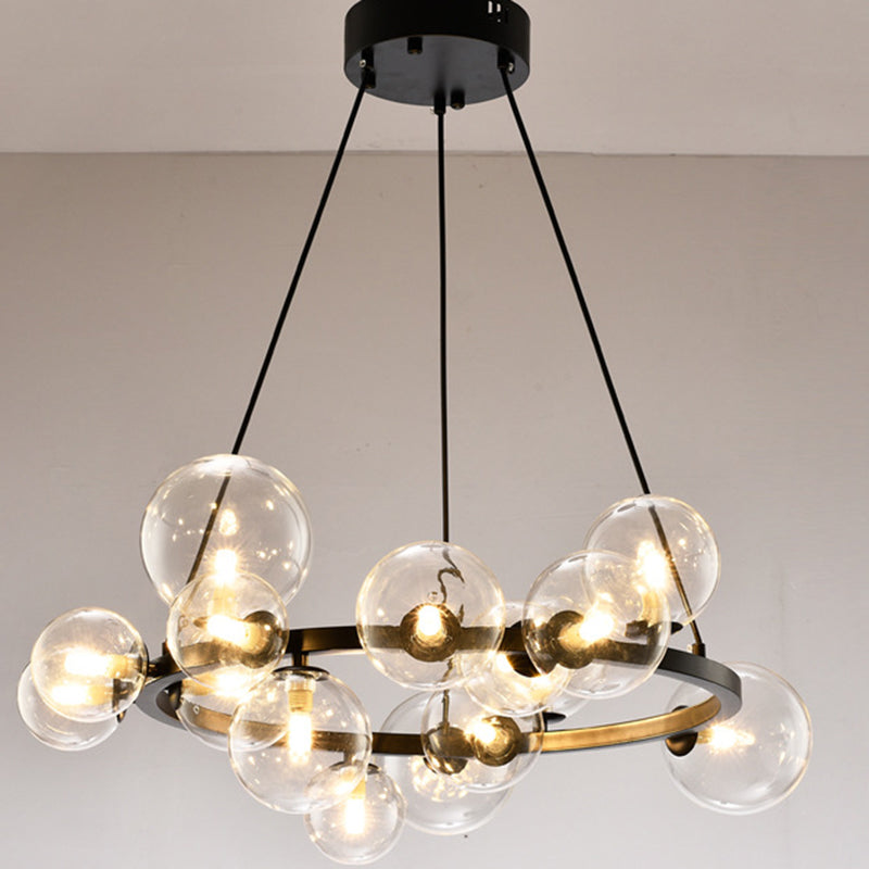 Ultra-modern Globe-Shaped Hanging Chandelier Glass Suspension Lighting with Hanging Cord for Living Room