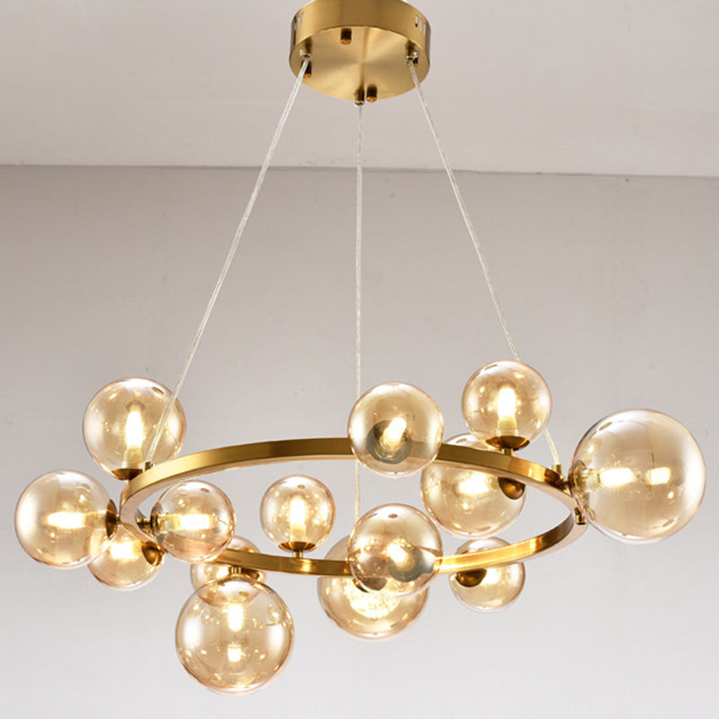 Ultra-modern Globe-Shaped Hanging Chandelier Glass Suspension Lighting with Hanging Cord for Living Room