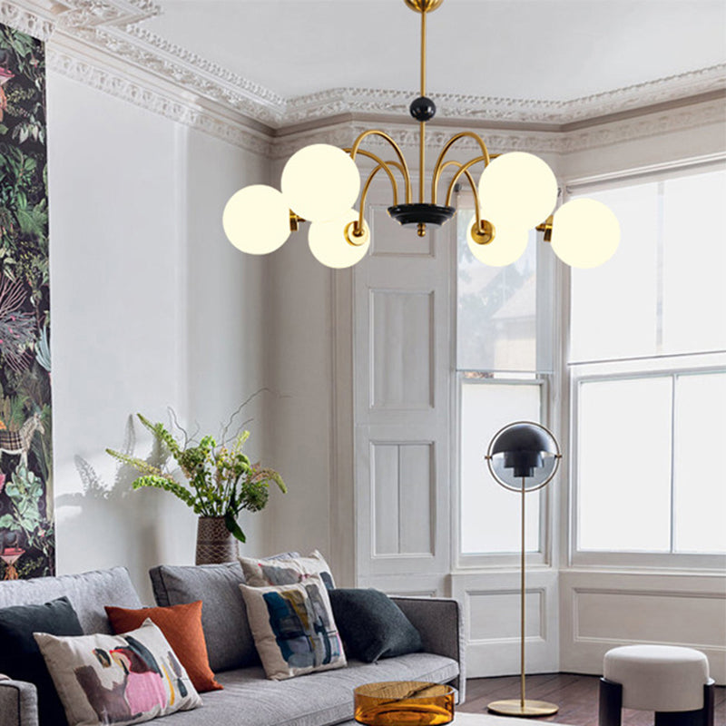 Candelera de globo contemporánea Luz de colgante de vidrio liviano Luz de colgante de vidrio para sala de estar