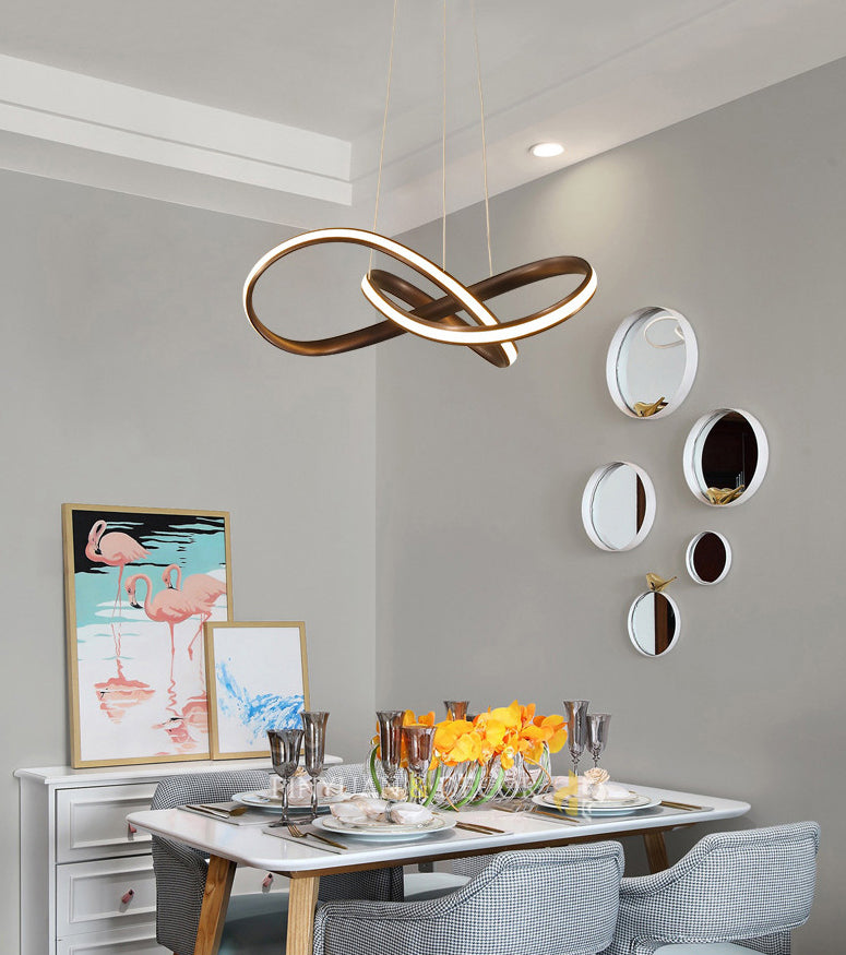 Aluminium Adjustable LED Chandelier in Modern Singular Style Silica Gel Linear Pendant Light for Living Room