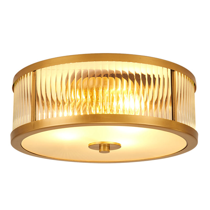 Classic Drum Flush Ceiling Light Transparent Glass Flush Ceiling Light Fixtures for Bedroom
