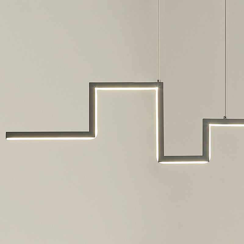 Luce a ciondolo a led grigio in ferro battuto in gel di silice in stile conciso moderno luce appesa lineare per sala da pranzo
