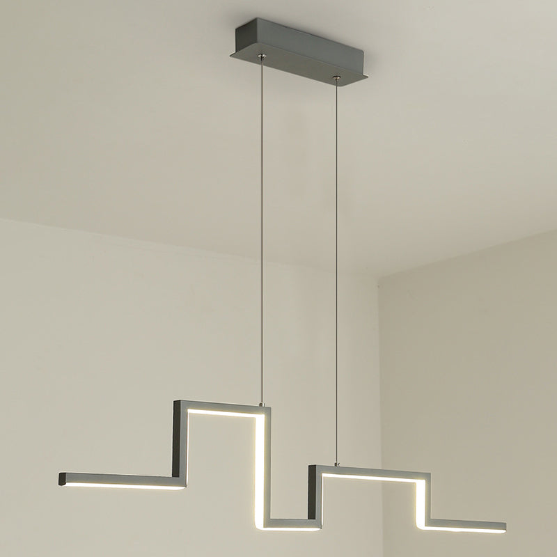 Luce a ciondolo a led grigio in ferro battuto in gel di silice in stile conciso moderno luce appesa lineare per sala da pranzo