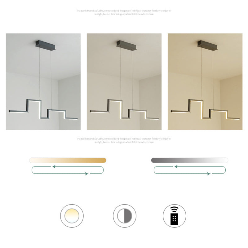 Luce a ciondolo a led grigio in ferro battuto in gel di silice in stile conciso moderno luce appesa lineare per sala da pranzo