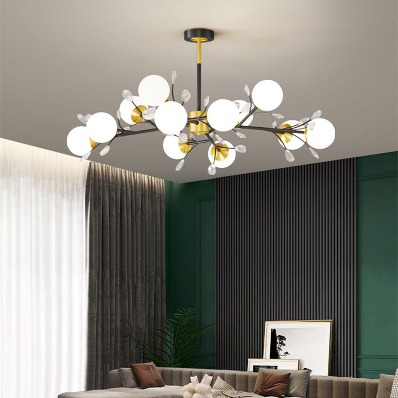 Modern Simplicity Round Ceiling Chandelier Milk Glass Hanging Light for Living Room