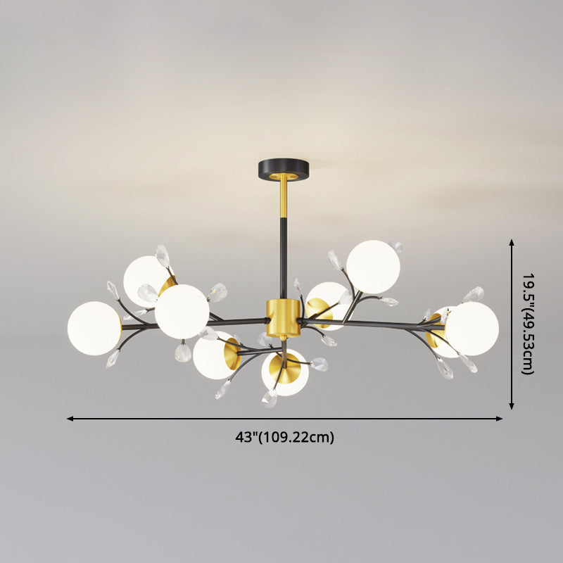 Modern Simplicity Round Ceiling Chandelier Milk Glass Hanging Light for Living Room