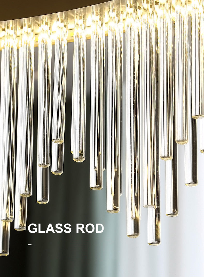 Modern Simplicity Drum Pendant Chandelier Clear Crystal Glass Hanging Light Fixture for Living Room