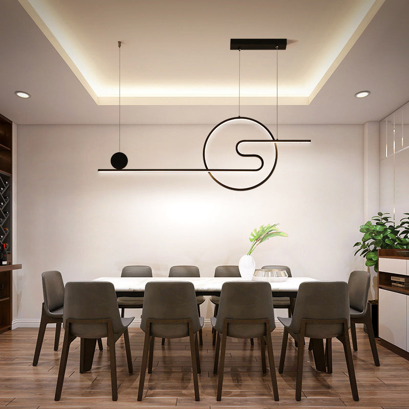 Modern Simplicity LED Linear Pendant Light Aluminium Adjustable Hanging Lamp for Dining Room