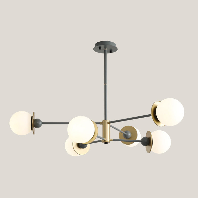 Starburst Chandelier Light Fixture Glass Dinning Room Hanging Chandelier in Grey