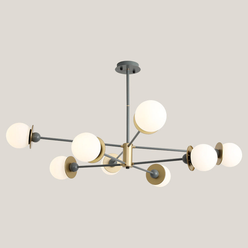 Starburst Chandelier Light Fixture Glass Dinning Room Hanging Chandelier in Grey