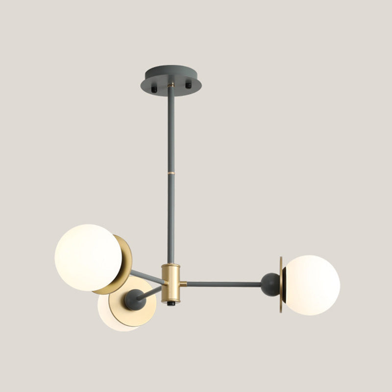 Starburst Chandelier Light Fixture Glass Dinning Room Hanging Chandelier in Grey