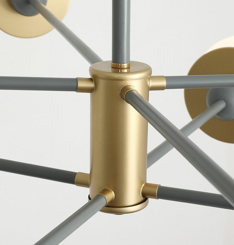 Starburst Chandelier Light Fixture Glass Dinning Room Hanging Chandelier in Grey