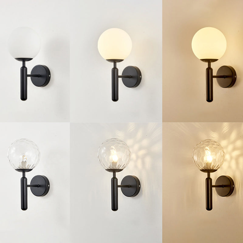 Moderner nordischer Stil kugelförmiger Wandleuchte Leuchten Glas 1 leichte Wandleuchten für Wohnzimmer